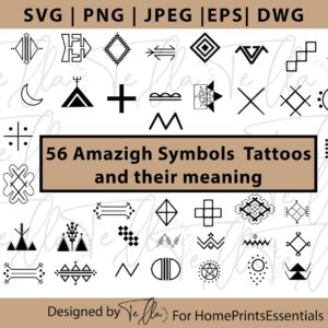 Amazigh Berber Symbol Tattoo SVG Bundle Digital Designs Collection