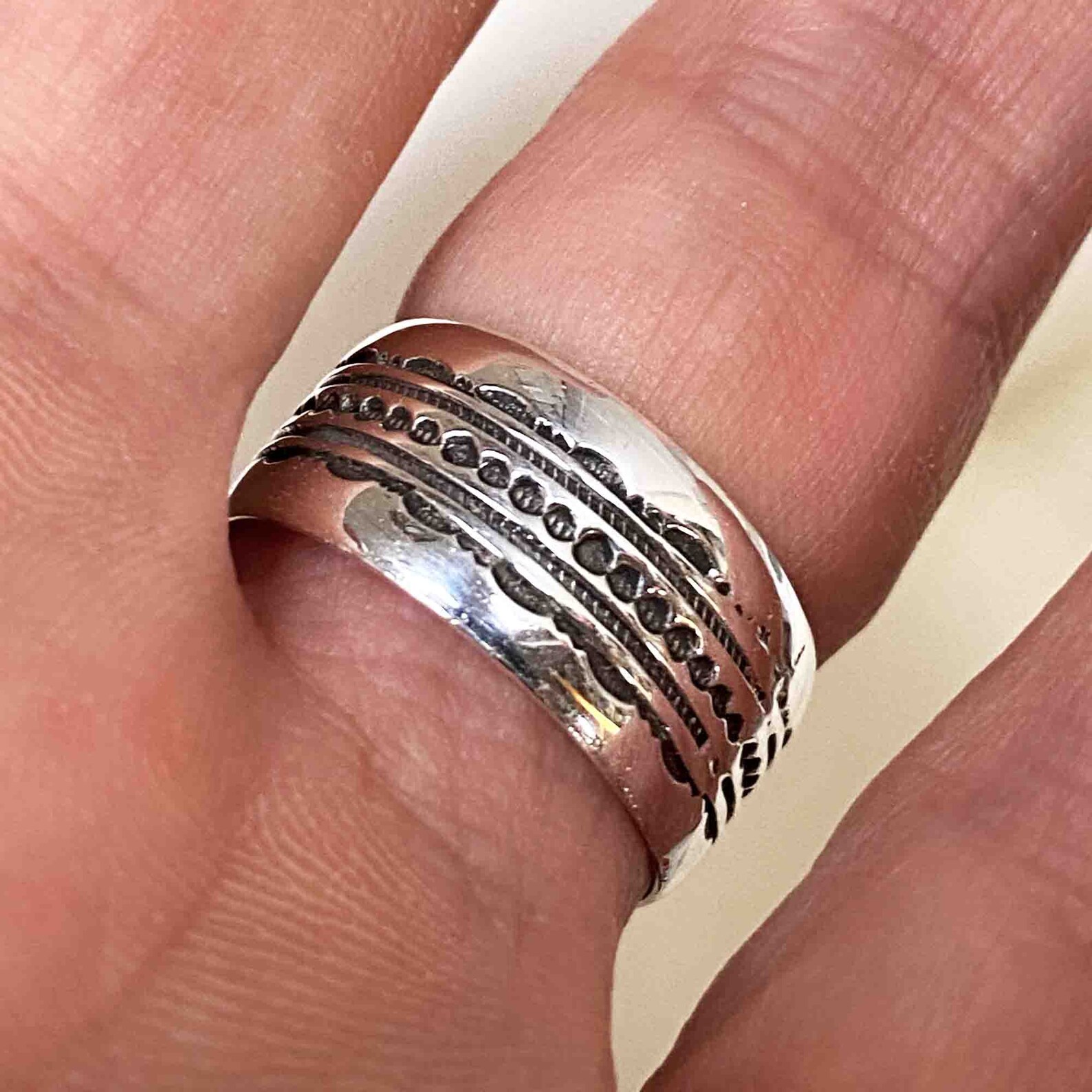 Berber Tuareg Amtlhan Massif Silver Ring with Engraved Design