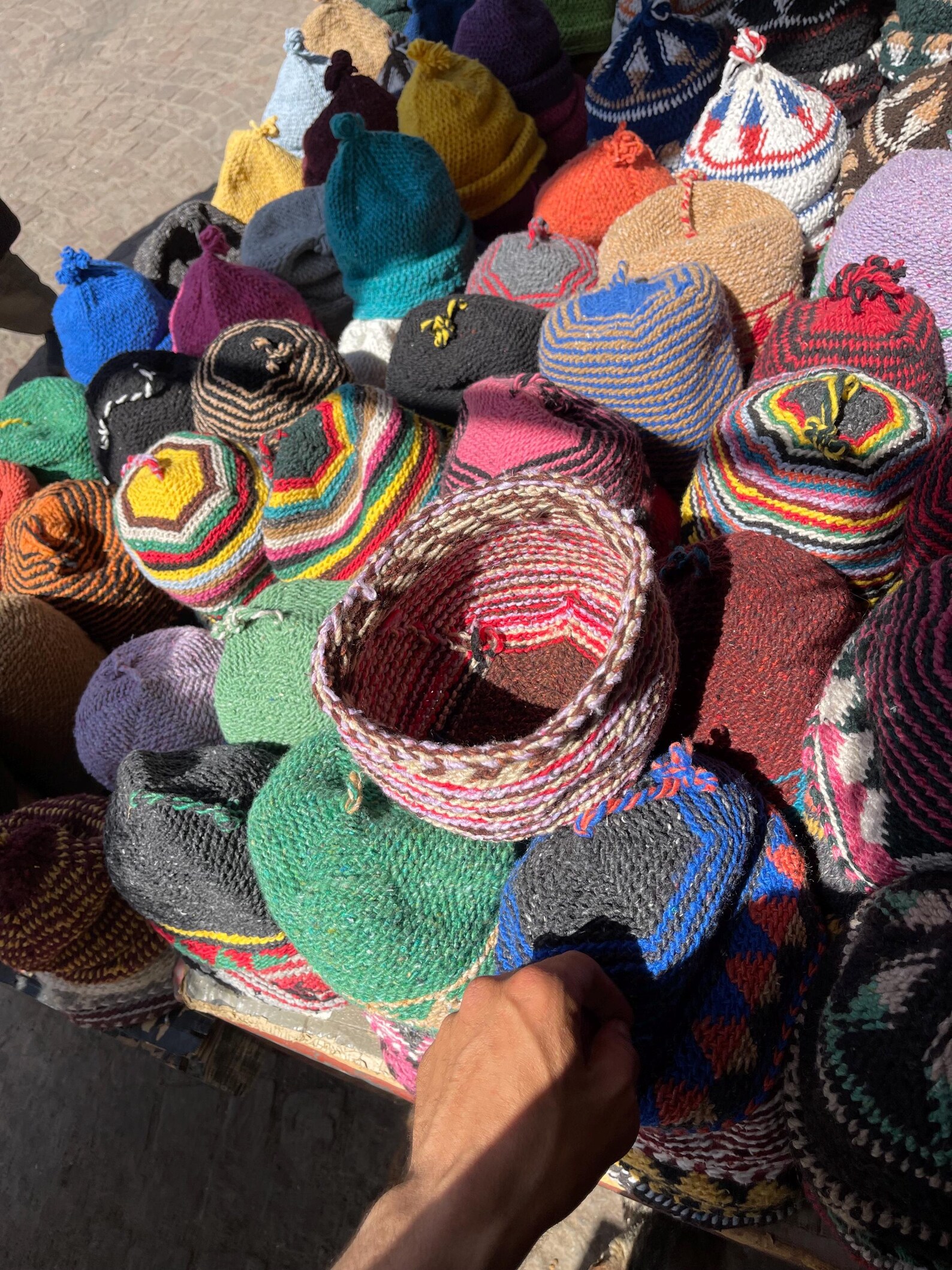 Amazigh Berber Handcrafted Wool Beanie with Geometric Knit Hat
