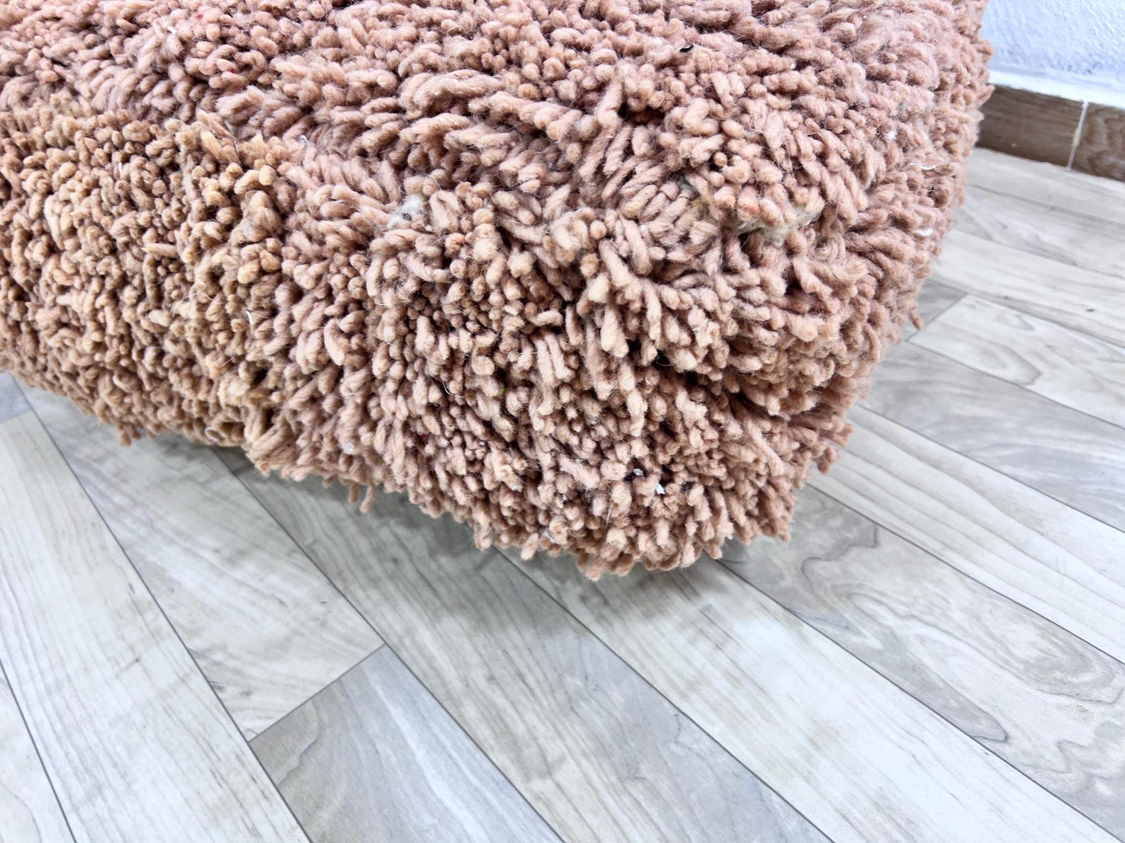 Amazigh Handwoven Berber Wool Floor Pouf with Hanbel Design