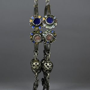 Berber Antichi orecchini berberi Cerchio Silver Earrings with Enamel Amazigh Details