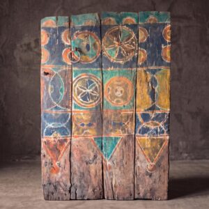 Berber Polychrome Painted Panel Ouarzazate One of a Kind Wall Art