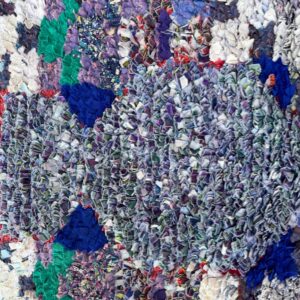 Amazigh Berber Boucherouite Handmade Wool Yarn Kilim Rug