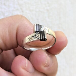 Berber Tuareg Sterling Silver Ebony Inlay Adjustable Ring