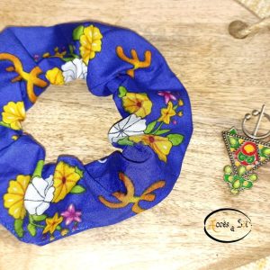 Berber Chouchou Scrunchie with Colorful Kabyle Textile Design