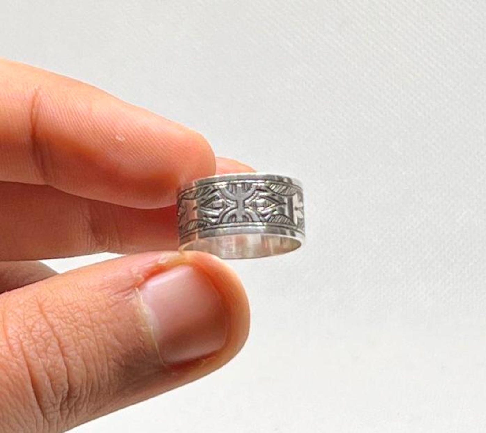 Amazigh Tuareg Yaz Sterling Silver Berber Ring Size 8 Tribal Jewelry