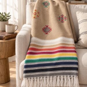 Amazigh Handwoven Embroidered Bedspread Coverlet Blanket Berber Textile Design