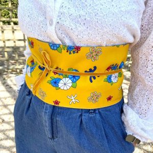 Berber Reversible Obi Belt with Cotton and Jeans Fabric Design