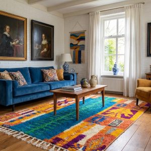 Colorful Berber Boujaad Azilal Wool Handmade Artisan Rug